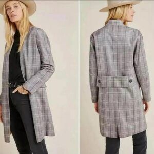 BlankNYC Plaid Coat Raw-Cut Stitched Hem XS